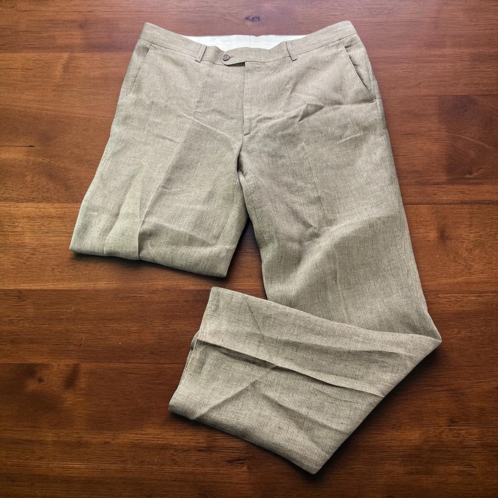 Linea Naturale Luxe Tessuti di Sondrio 100% Linen Pants Italy Tan Brown W38xL34